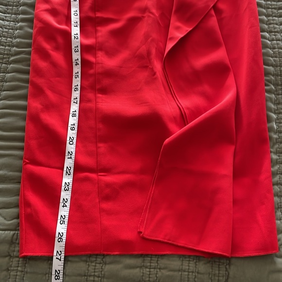 Elegant Holiday Red Long Sleeve Dress size 6 with ruffle detail and pencil skirt - Picture 3 of 8